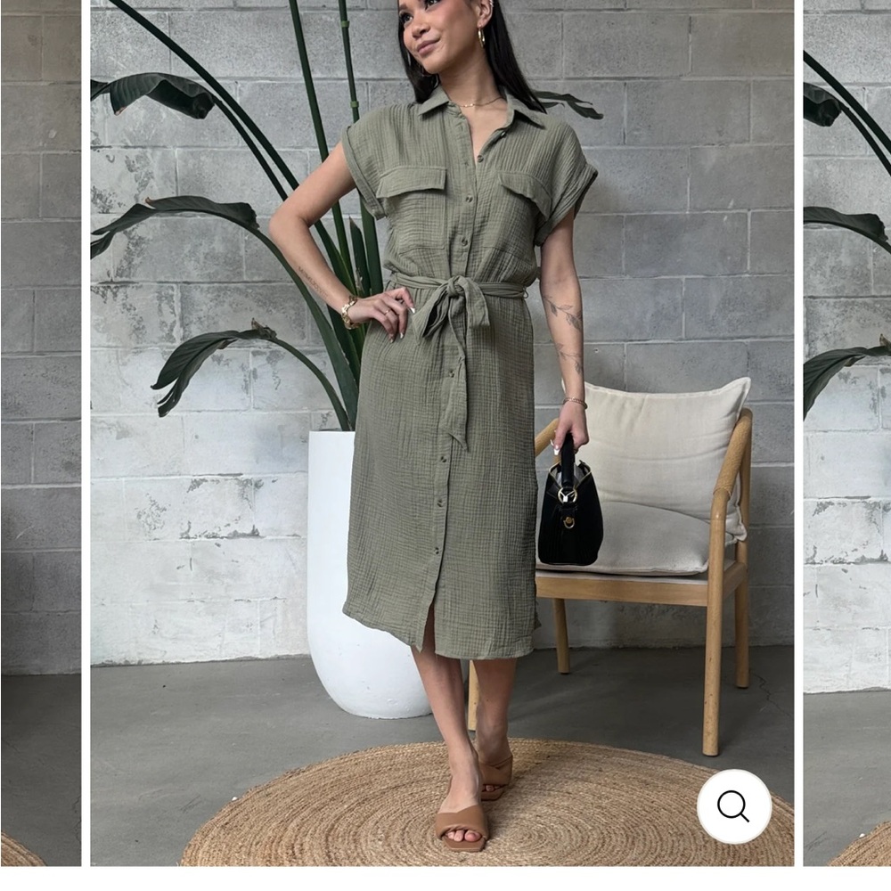 ROOM 34 - Sage Green Shirt Dress NWT